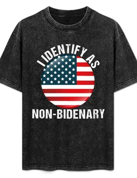 I identify as non-bidenary anti biden usa flag anti biden gift us president joe biden T-Shirt Work Casual Loose Fit T-Shirt - Aliexpress - FashionsVida