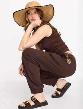 Pantaloni jogger in felpa - marrone scuro