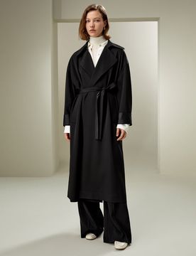 Manteau Long Oversize Le Manteau Indispensable Soie De Mûrier De Haute Qualité Un Style Minimaliste Simple Et Classique S