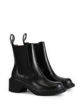 Bottines crantées en cuir mélangé