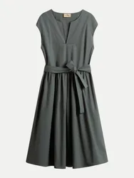Kurzes Kleid aus Popeline Grün M