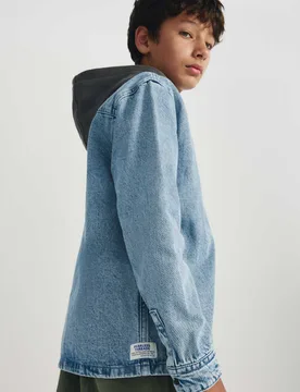 Hooded Denim Shirt (6-16 Yrs) Denim male - M&S - FashionsVida