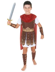 Römischer Soldat Kinderkostüm Krieger braun-weiss-rot