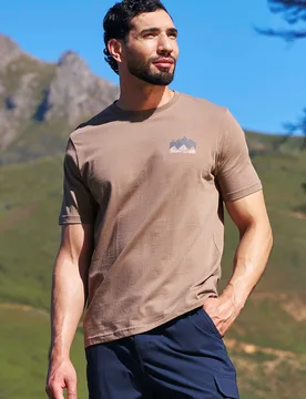 Mountain Peak Mens Graphic T-Shirt - Beige - Mountain Warehouse - FashionsVida