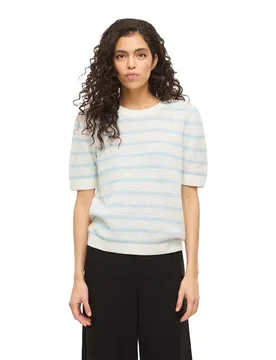 Pull à Manches Courtes Dalo O-neck Stripe Knit White Alyssum / Nantucket Breeze XL