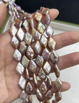X15mm Purple Rhombus-Shaped Beads Natural Freshwater Pearl Semi-Finished Beads for Jewelry Making DIY Necklace Accessories - Aliexpress - FashionsVida