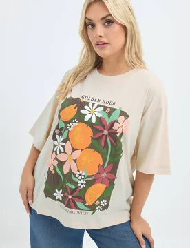 Women's Floral Beaded T-Shirt Size: 18 - Multicolor - Size: 18 - Yours - FashionsVida