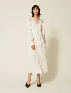 Robe longue jacquard avec dentelle - TWINSET - FashionsVida