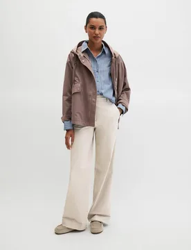 Chaqueta de mujer de capa con capucha relajada de sarga de algodón ecológico - MARC O'POLO - FashionsVida