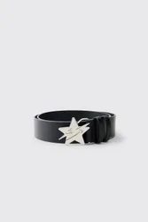 Herren PU-Gürtel Mit Sternschnalle Black Größe Medium