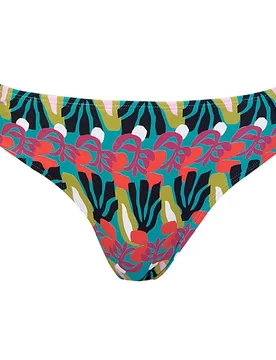 Braga de bikini de altura media con lazos ajustables y estampado multicolor - Dolores Cortés - FashionsVida