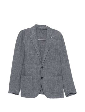 Notched Button Closure Single-Pocket Jacket - Size 38