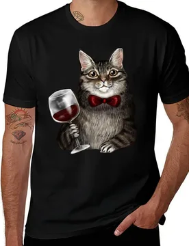 Wine Cat Grey Tabby T-Shirt man t shirt designer t shirt for man 100 percent cotton T-Shirt - Aliexpress - FashionsVida