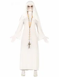 Geister-Nonnen-Kostüm für Damen Halloween-Kostüm weiss - female