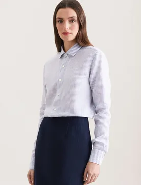 Hemdbluse aus 100% Leinen Blau 40 - Seidensticker.com - FashionsVida