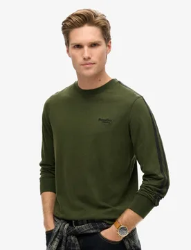Superdry Herren Essential Langarmoberteil mit Logo im Retro-stil Grün - Größe: M - 39.99 - FashionsVida