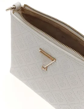Borsa a tracolla bianca in similpelle con logo impresso - Guess - FashionsVida