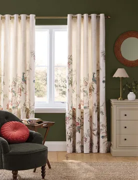 Attleton Cotton Rich Floral Eyelet Curtains Duck Egg - Laura Ashley - FashionsVida