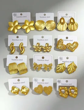 Piezas - (Estilo Aleatorio) Pendientes de Acero Inoxidable Estilo Elegante Juego de Pendientes Hipoalergénicos de Acero Inoxidable Regalo Perfecto de - Shein - FashionsVida