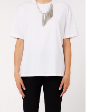 T-shirt con collana donna bianco