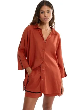 Camisa desenfadada estilo kaftan de lino y viscosa, totalmente traspirable - Triumph - FashionsVida