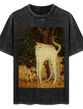 “White Cat” by Pierre Bonnard T-Shirt Active Sports Short Sleeve Cotton Shirt - Aliexpress - FashionsVida