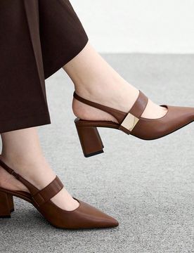 Sandalias de tacón grueso con punta puntiaguda, hebilla cuadrada, cómodas y de moda para el uso diario