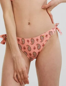 Braga de bikini clásica con lazos y estampado paisley - Bohodot - FashionsVida