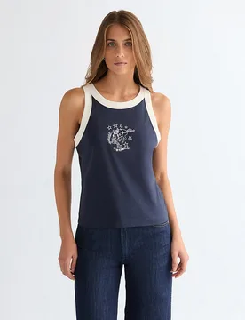 Camiseta de mujer ringer sin mangas - Wrangler - FashionsVida
