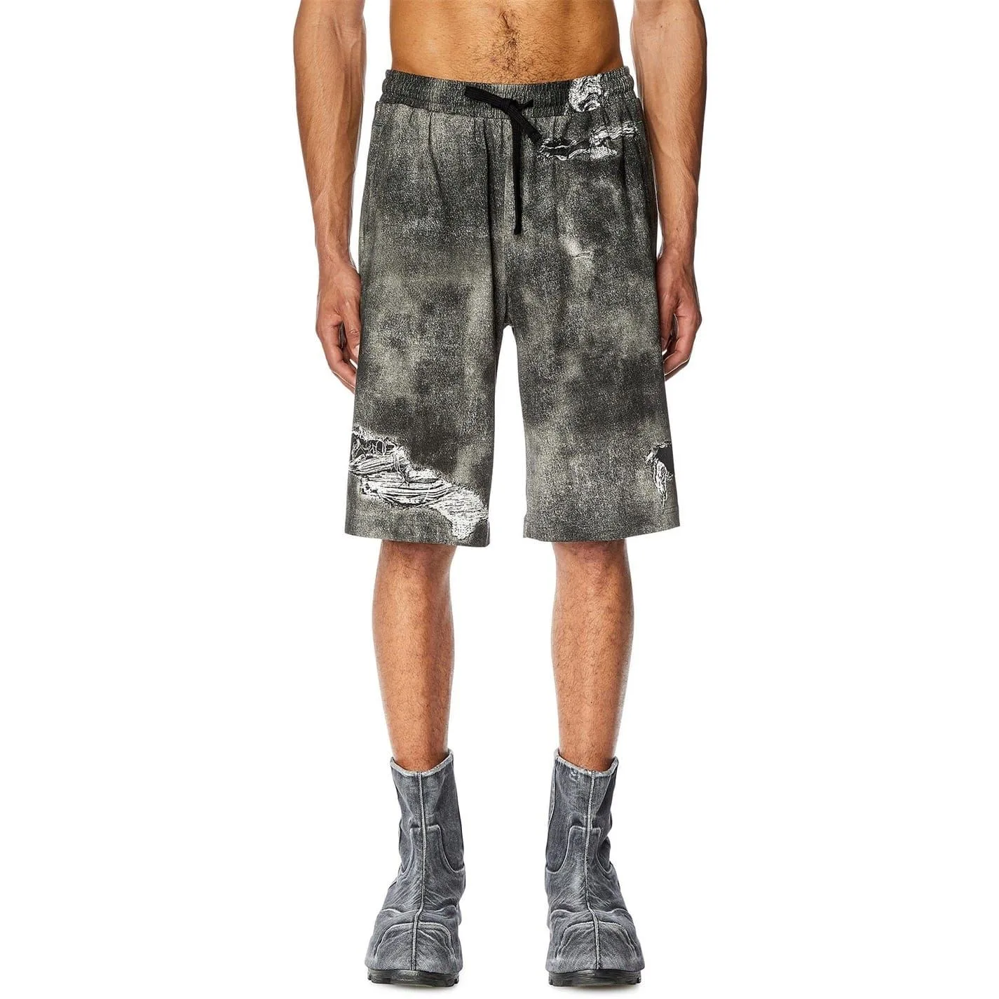 Mens Ston Bermuda Shorts In Black/grey Denm - Size Small - Diesel - FashionsVida