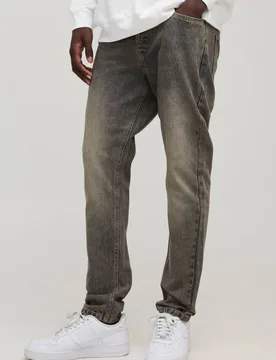 Herren Basic Slim Fit Jeans Hosen Stone Größe 34R - boohooMAN - FashionsVida