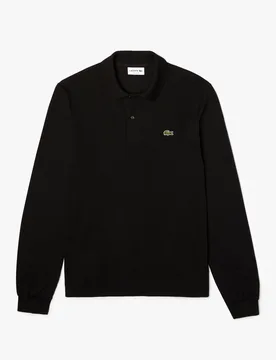 Polo nera manica lunga classic fit L.13.12 in petit piqué - Lacoste - FashionsVida
