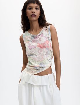 Top Estampado Sin Mangas, Mujer, XS