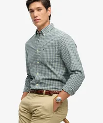 Superdry Herren Preppy Poplin Langarmhemd Green - Größe: L