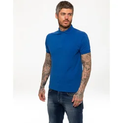 Mens Short Sleeve Polo Shirts - Blue Cotton - Size Medium
