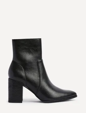 Women's Advance Black Faux Stretch Leather Heeled Ankle Boot Size: 7-Standard Fit - Black - Size: 7-Standard Fit - Linzi - FashionsVida