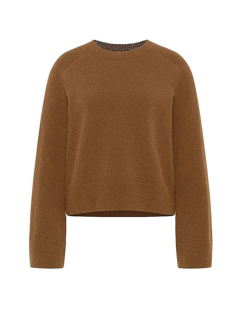 Jersey corte cropped camel 38