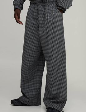 Herren Extrem Weite Fallschirmhose Mit Karomuster Aus Nylon Black Größe XS