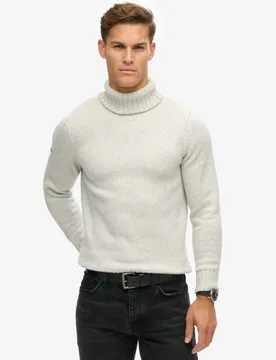Superdry Herren Hellgrau Angerauter Rollkragenpullover, Größe: L - 99.99 - FashionsVida