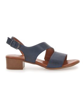 Sandali Blu con Tacco Basso e Tomaia in Pelle 243080 37