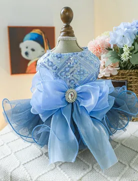 Pieza Vestido para mascotas, traje de novia galaxia azul para perros y gatos - Shein - FashionsVida