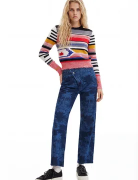 Jean boyfriend twisted palmiers BLUE 42 female - Desigual - FashionsVida