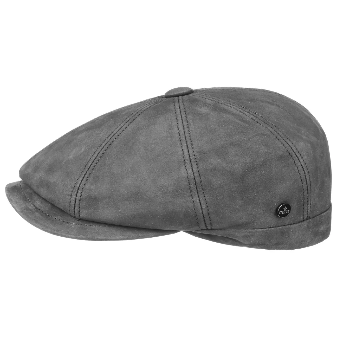 Nappa Wax Leather Flat Cap by - grey - Size: 58 cm - Lierys - FashionsVida