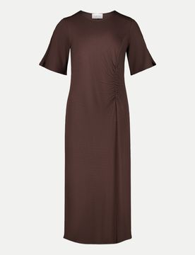 Midikleid mit seitlichen Raffungen Braun 42