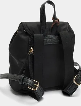 Mochila de mujer pequeña con varios compartimentos y cierre de cordón con detalle de flor - Parfois - FashionsVida