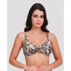Top bikini mujer con copa preformada y detalle de anilla central