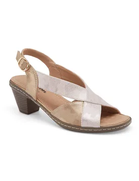 Women's Heeled Peep Toe Sandals in Metallic Silver Size: 8 - Metallic Silver - Size: 8 - Cotton Traders - FashionsVida