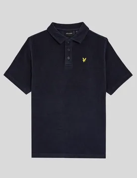 Kids Towelling Polo Shirt in Dark Navy - Lyle & Scott - FashionsVida