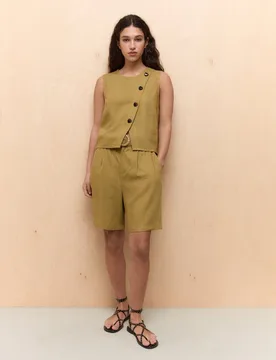 Bermuda de lino de mujer de lino - Easy Wear - FashionsVida