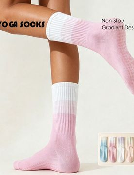 Pares de calcetines de yoga y pilates para mujer con degradado y antideslizantes, calcetines de agarre de silicona para barra, calcetines deportivos d